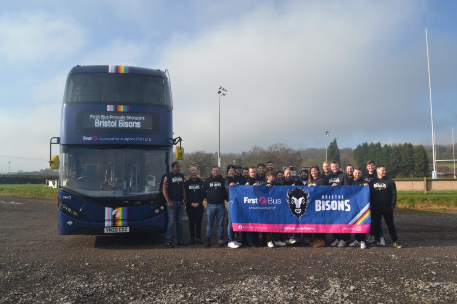 Bristol Bisons stood in front of First Bus