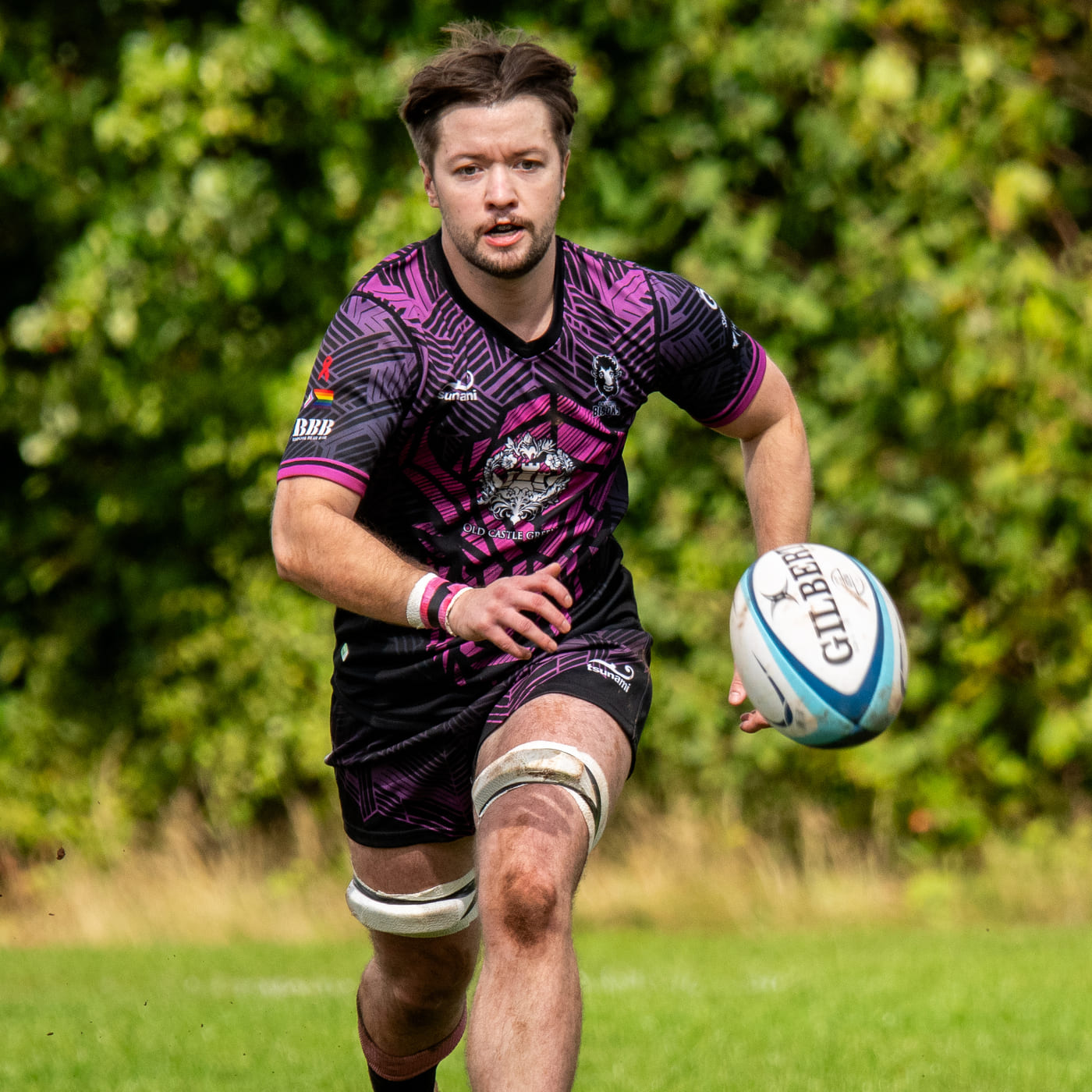 Bisons chasing a ball